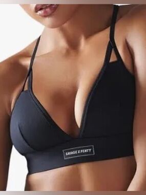 Savage X Fenty Black Plunge Triangle Bralette SPOTLIGHT LOW-IMPACT SPORTS BRA